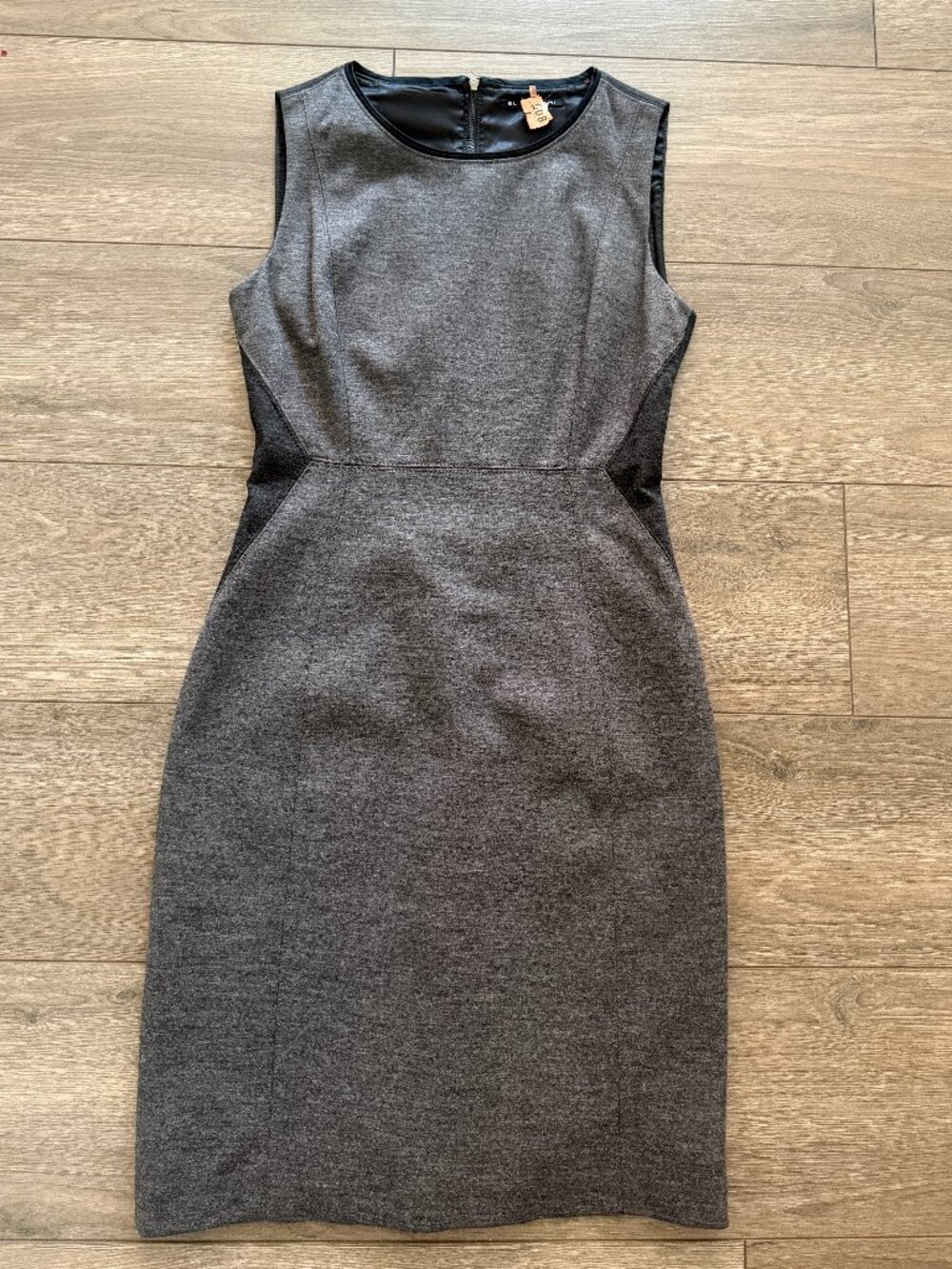 Elie Tahari Charcoal Wool Contrast Trim Sheath Dress Size 4